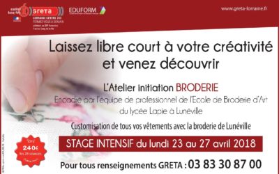 Stages de broderie du 23 au 27 avril 2018