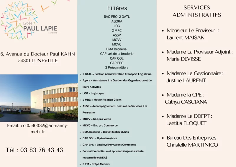 Triptyque élève n°8 — Présentation du Lycée Paul Lapie