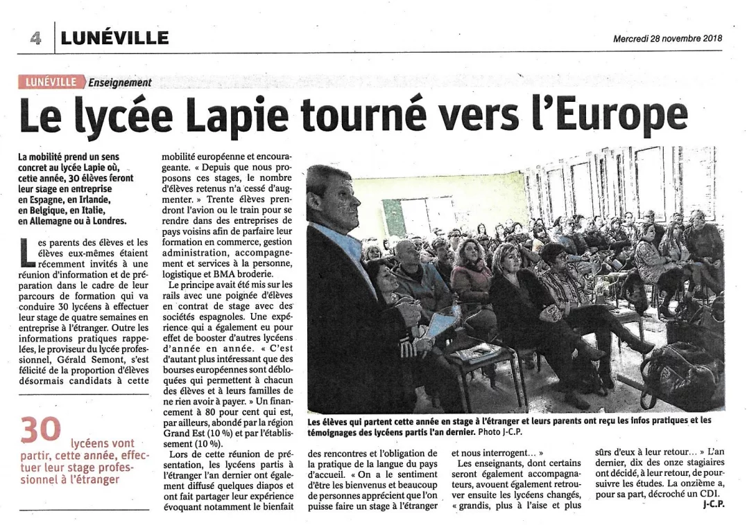 30 élèves effectueront leur stage à l’étranger cette année