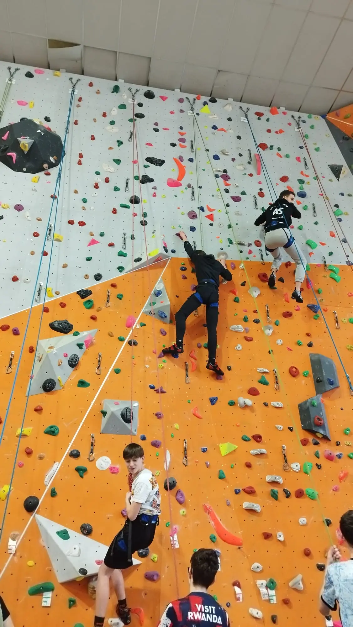 Élèves en activité escalade UNSS